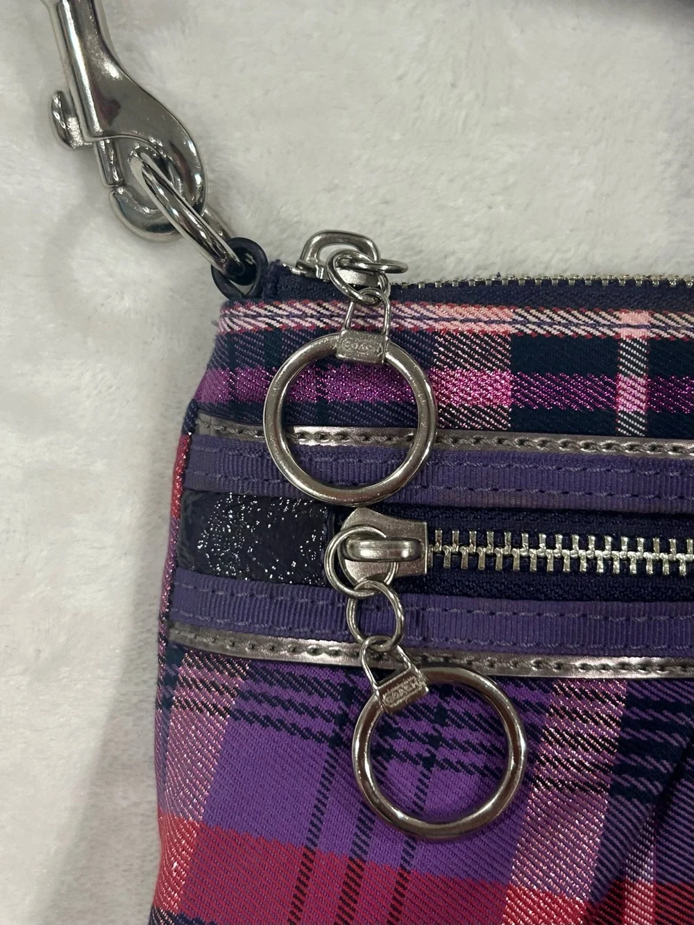 Coach Poppy tartan plaid crossbody bag purple vintage purse